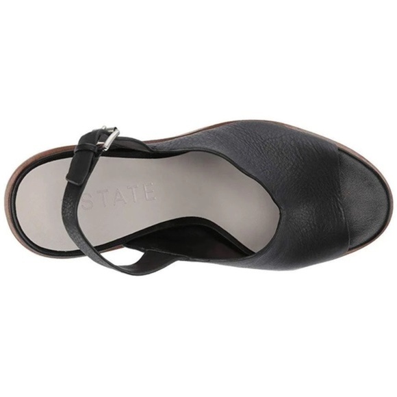 I State Genna Black Leather Upper Wedged Sandals - Picture 4 of 17